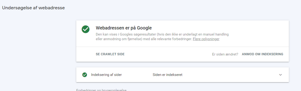 Webadresse er på Google