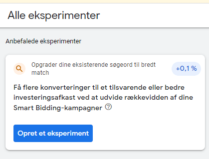 Eksperimenter i Google Ads